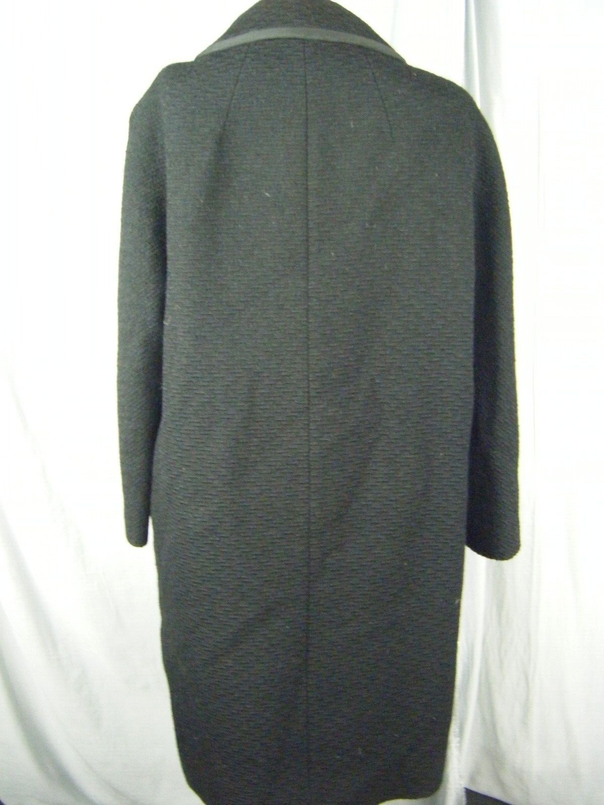 Vtg 60s Black Looped Wool Buttons Mod Coat-Bust 48/L