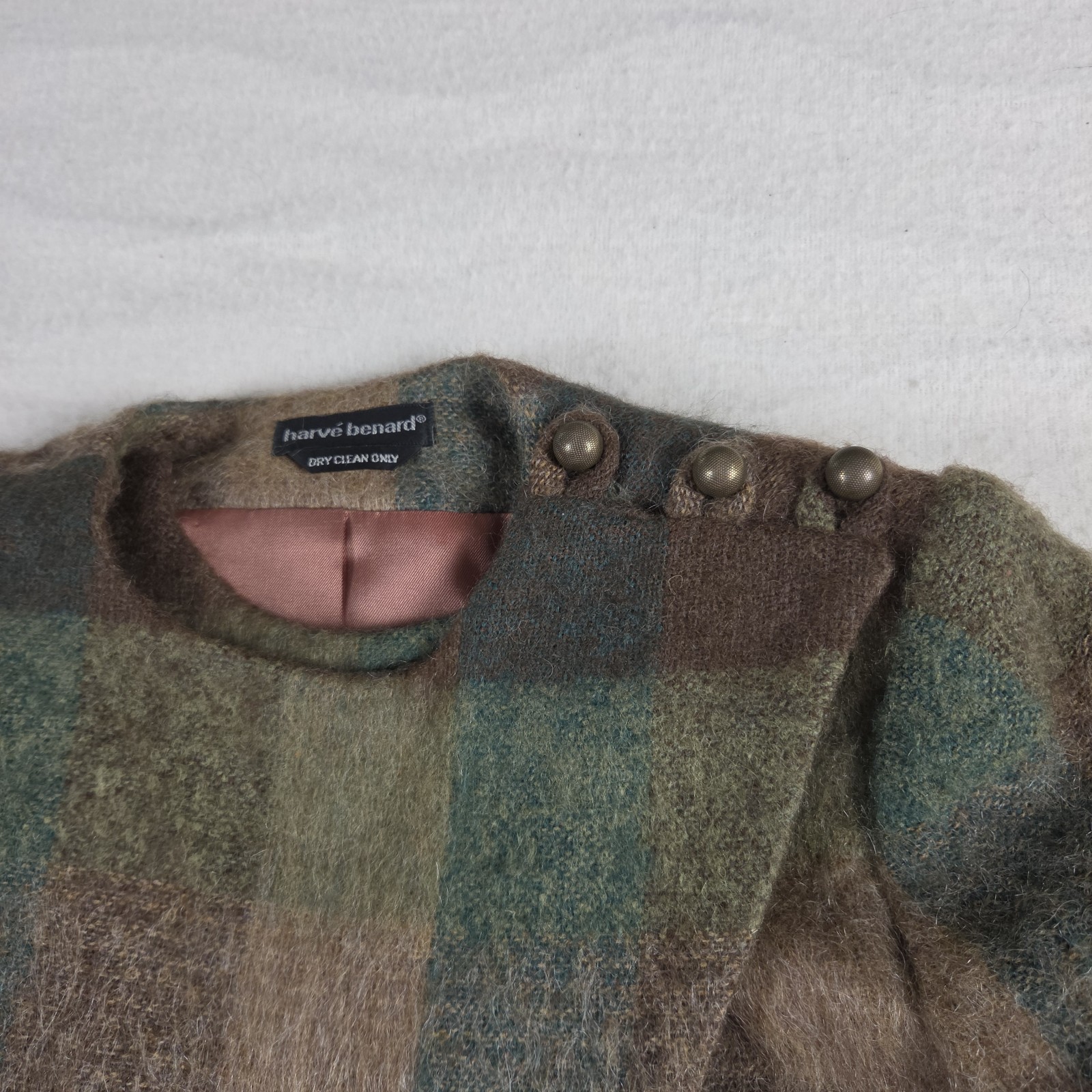Vtg 80s Harve Benard Cropped Mohair Wool Jacket Sz 6 Asymmetrical Military