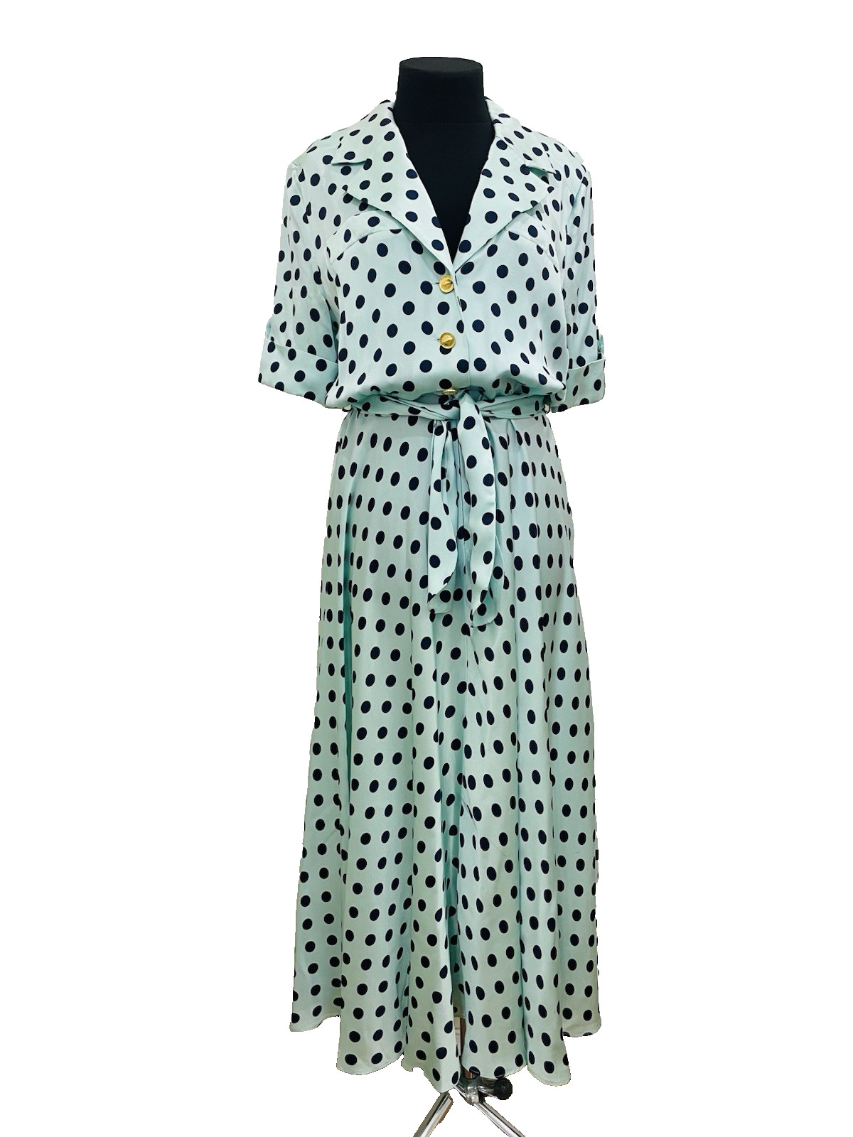 Vintage Escada by Margaretha Ley Silk Dress Polka Dot Pattern Made in Italy