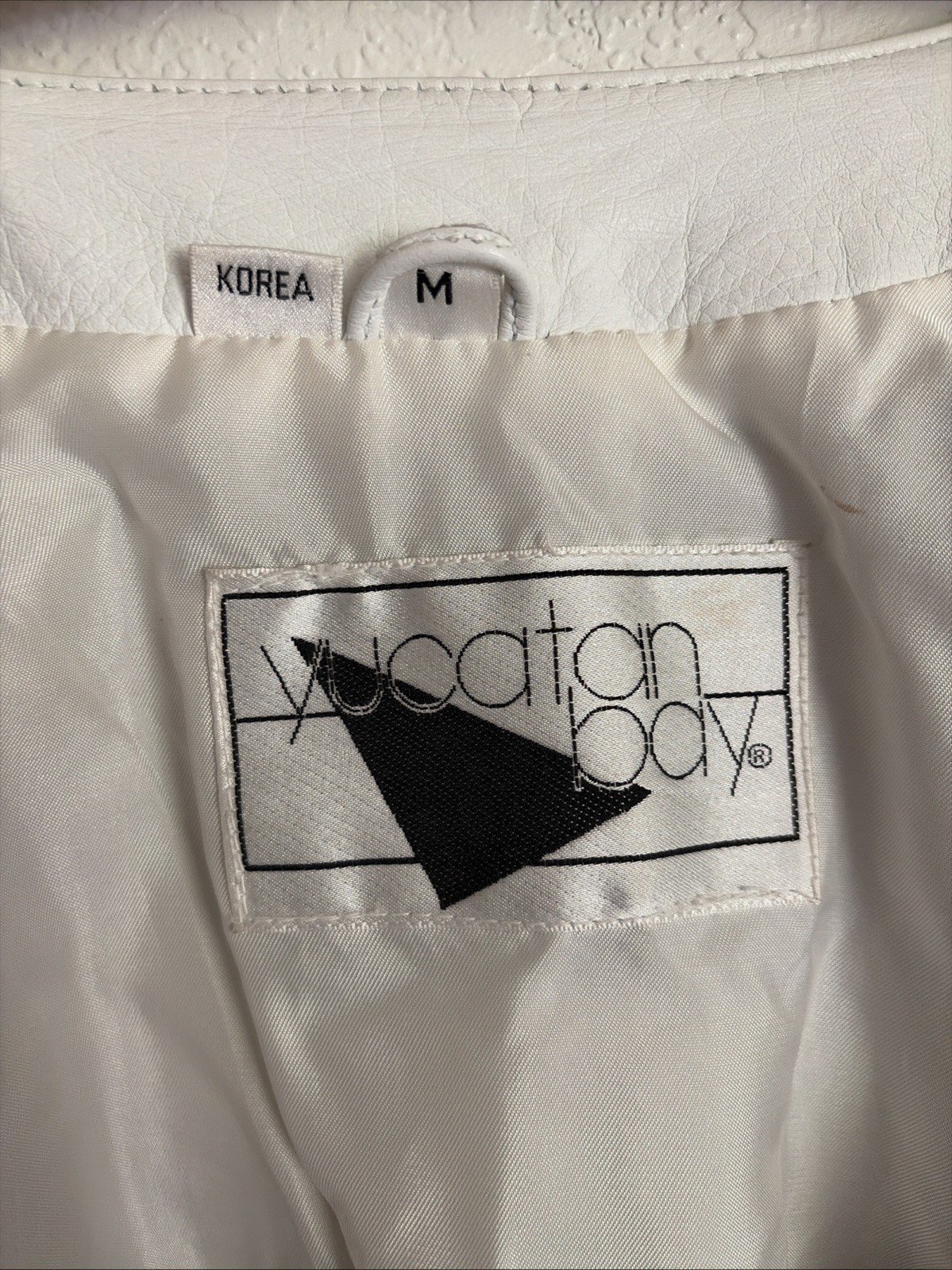 Yucatan Bay Vintage White Leather Cropped Moto Jacket GORGEOUS! Medium