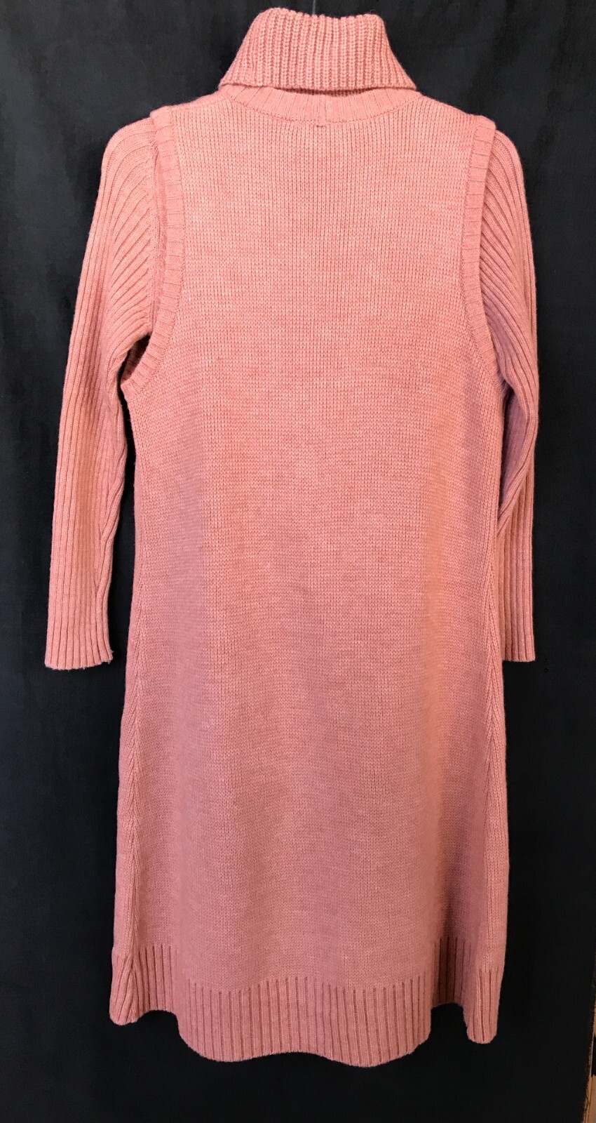 LANVIN Paris 4 piece knit set VTG salmon wool Turtleneck Vest Pants Belt Sz 40
