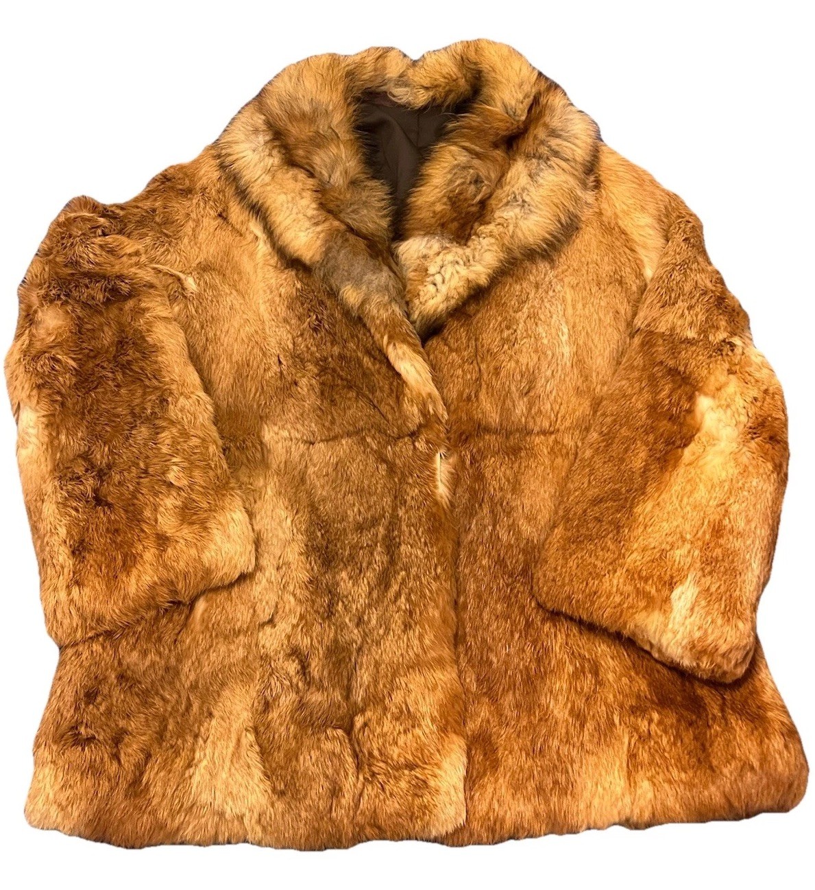 Vintage Real Fox Fur Coat Brown Red Hollywood Glam Mobwife Size Medium