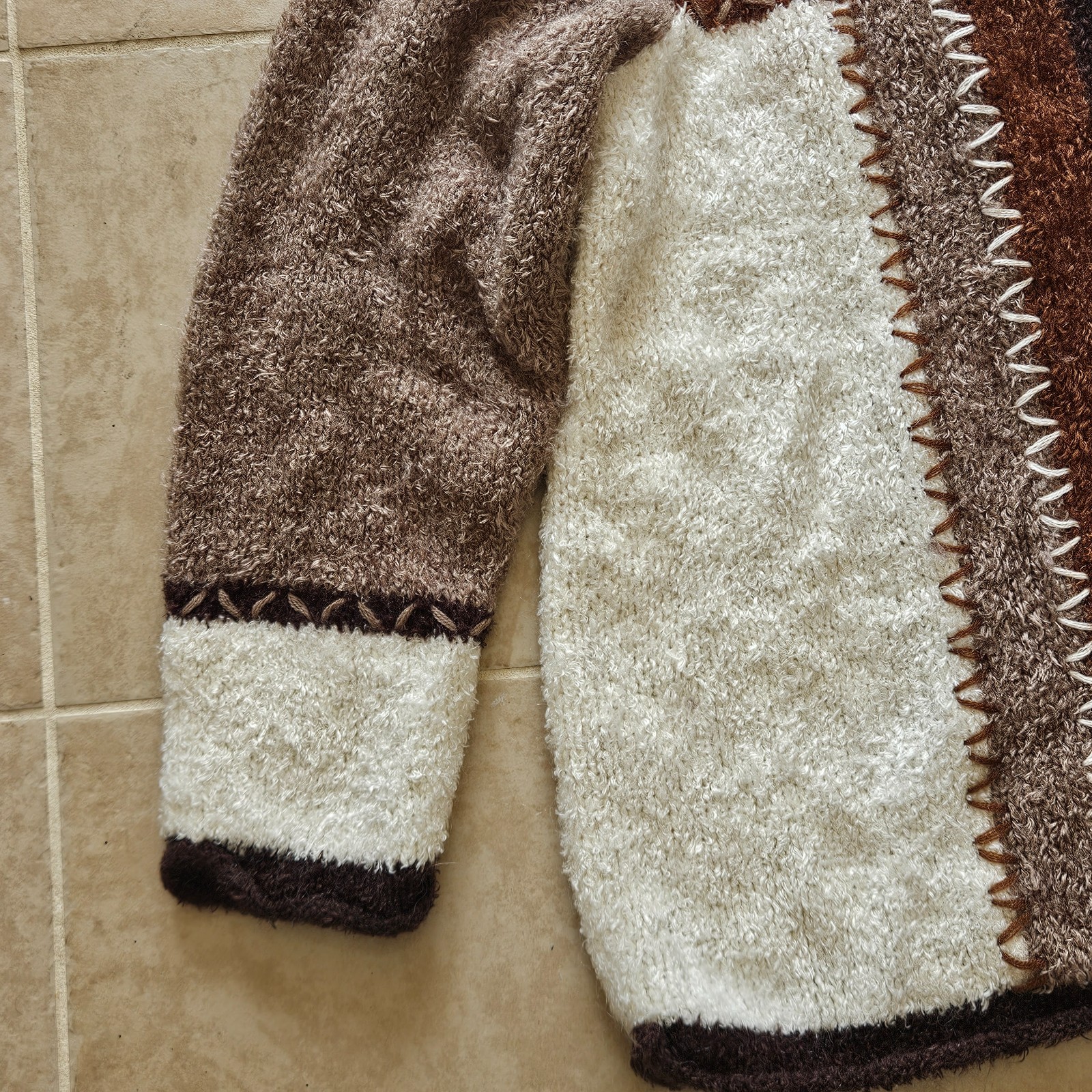 Vintage CJ Banks Sweater Womens 3X Brown White Tan Mohair Blend Fuzzy Pullover