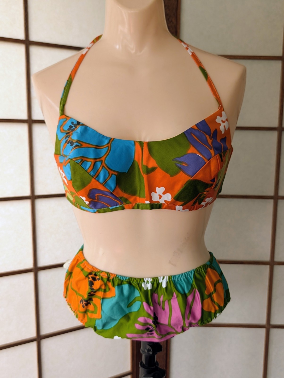 Vtg 60s Hawaiian Fashions by Zacuto Bamboo Fashion Shop Bikini NOS Exotic Print