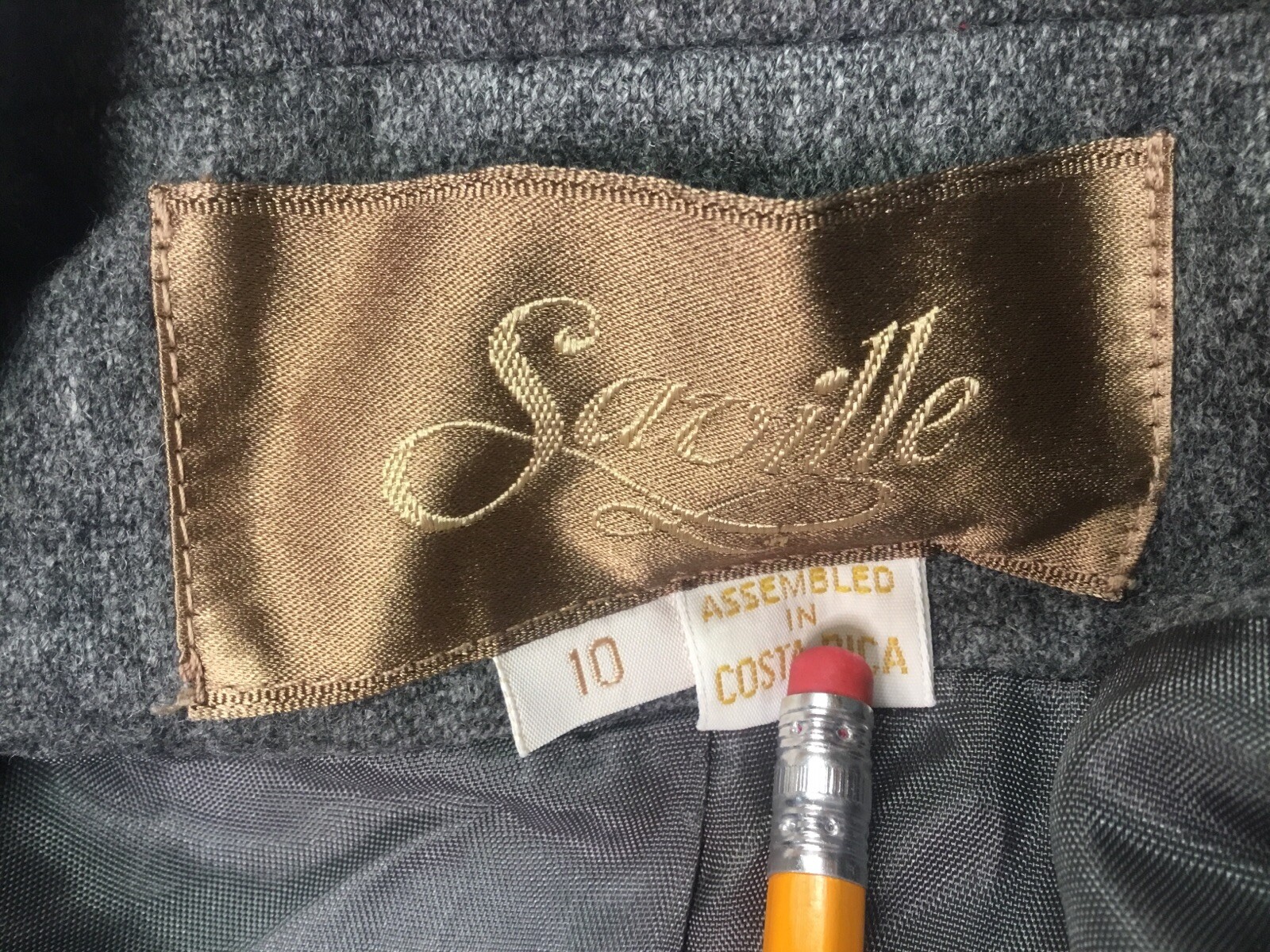 Vintage Saville Blazer Size 10 Jacket Pockets Grey Shoulder Pads Wool blend
