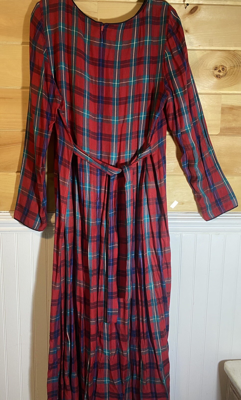 VTG Sarah Elizabeth Red Plaid Maxi Dress 14