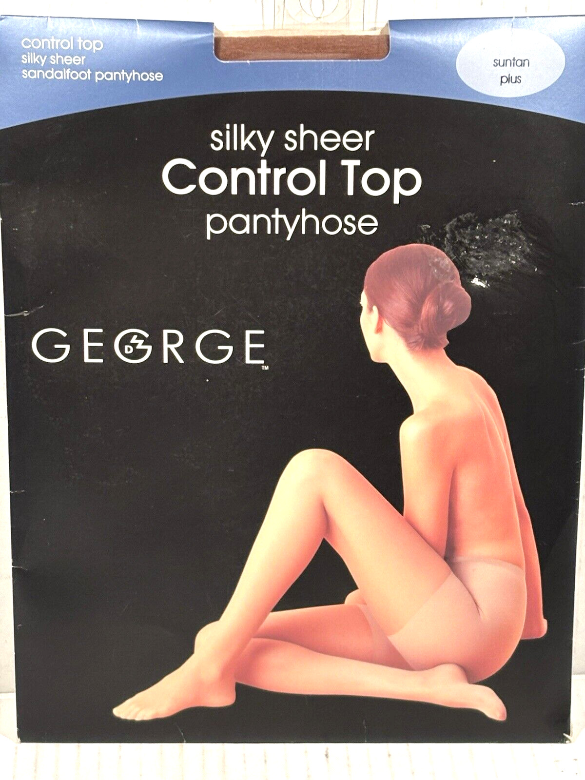 Pantyhose Control Top Silky Sheer Size Plus Suntan Sandalfoot George NEW