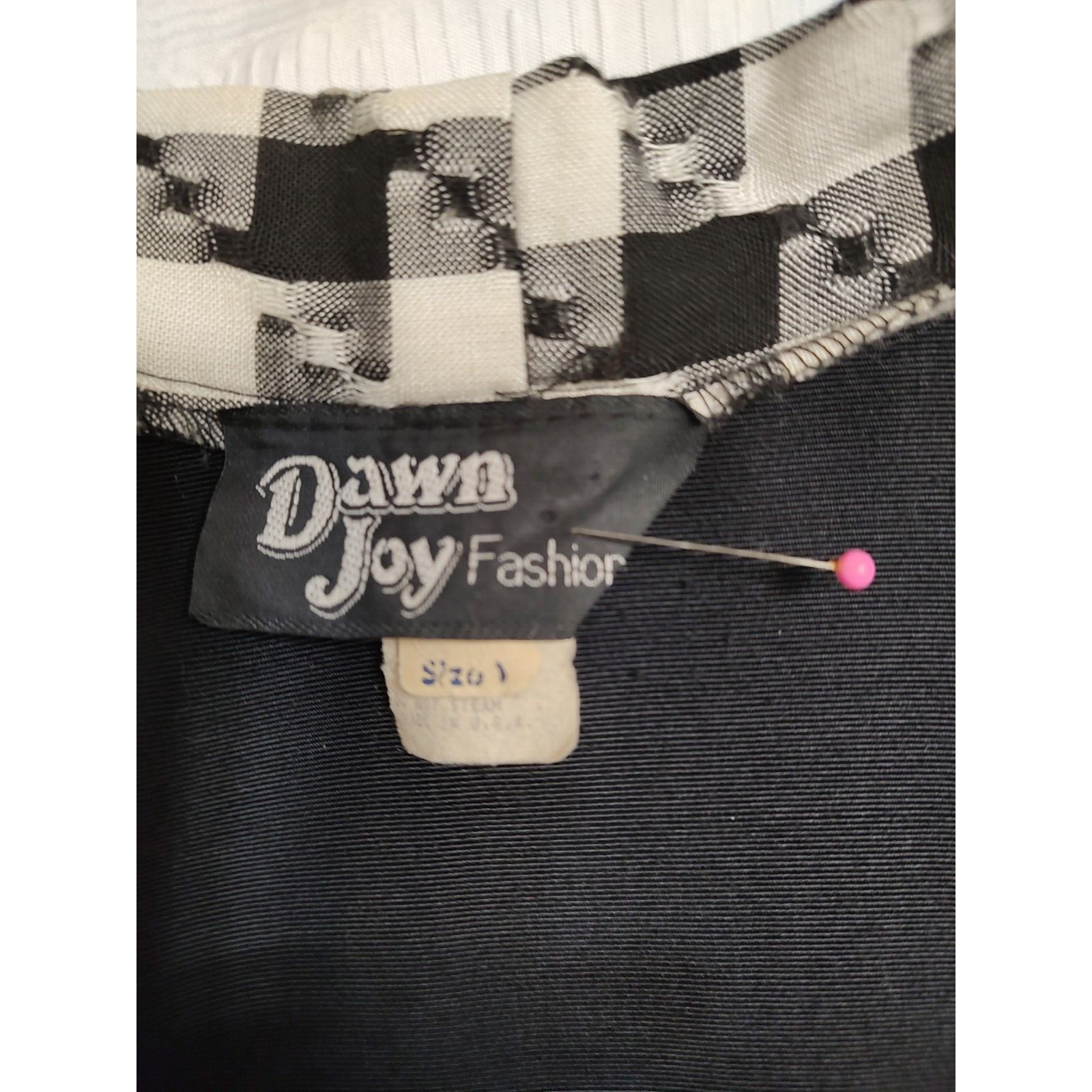 DAWN JOY Fashion Vintage Women’s 2 piece Suit Dress & Duster Black check Size 1
