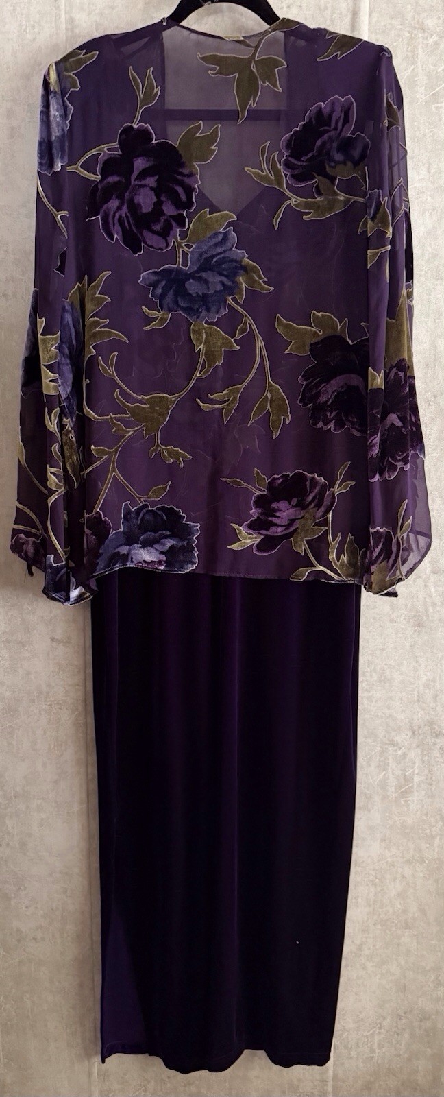 Vintage Jeffery & Dara Purple 2Pc Floral Jacket Blouse Sleeveless Dress Sz 10