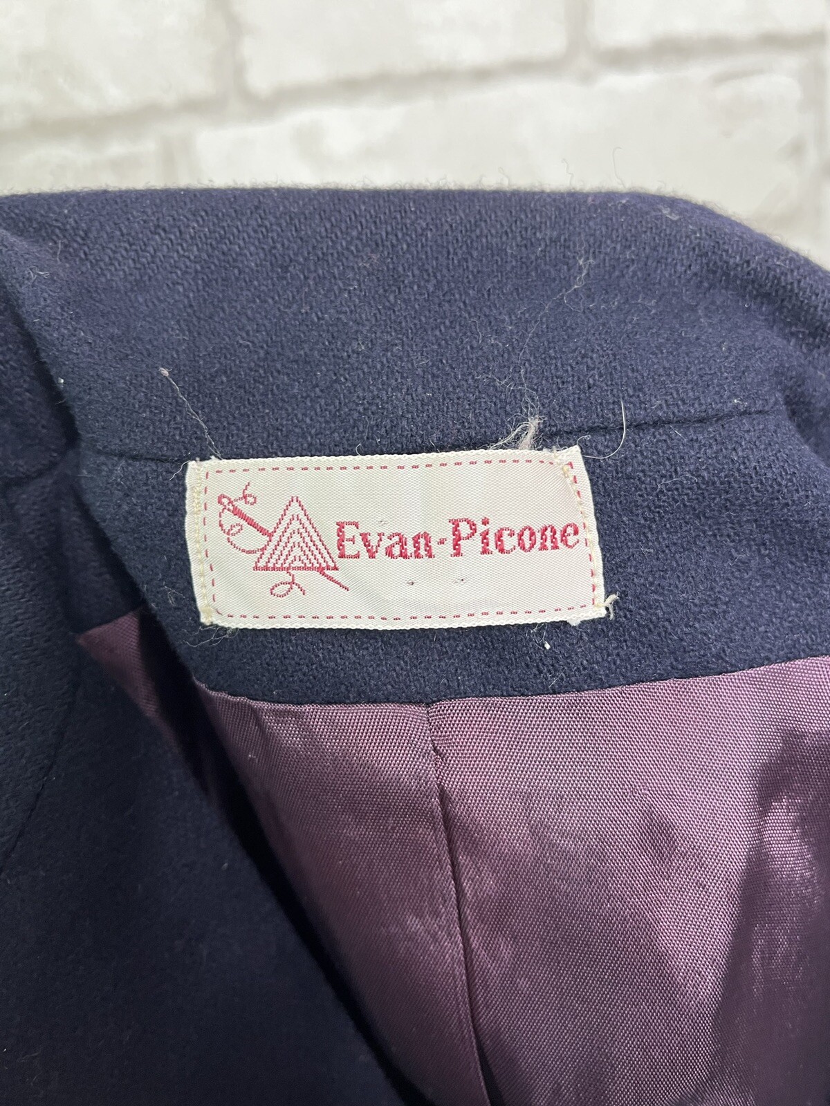 VINTAGE Evan Picone Navy Blue Wool Blend Jacket Skirt Set