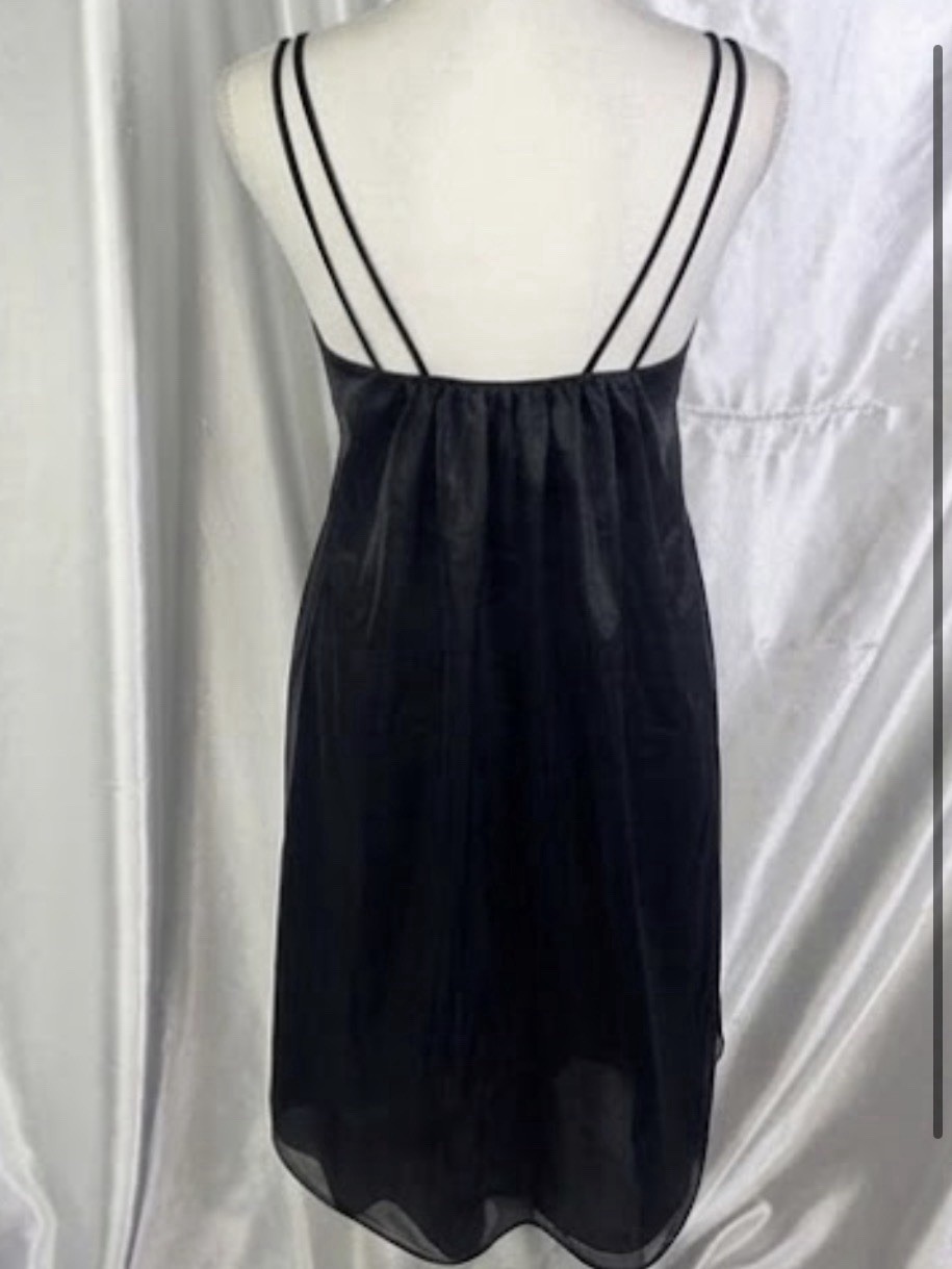 Vintage Vanity Fair Black Chiffon Nightgown Size 30 XS Extra Small Sleeveless