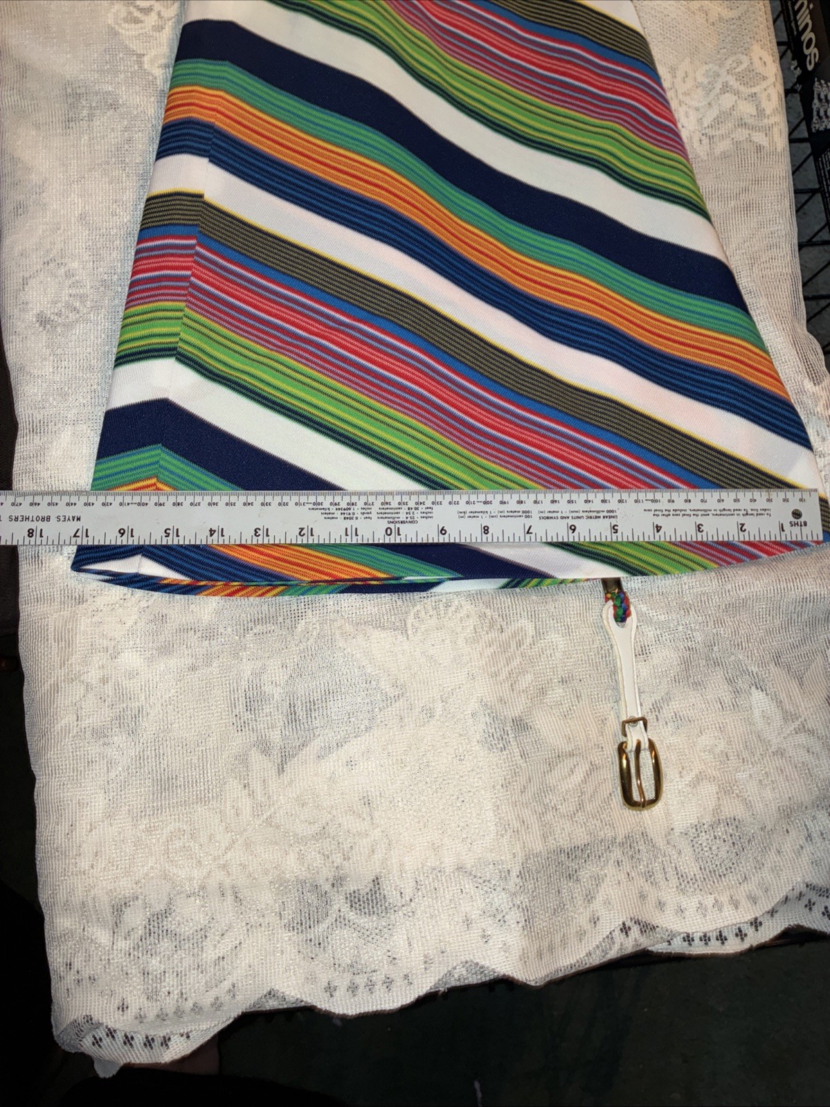 Vintage 70s Tomboy of California? Retro Rainbow Stripe A Line Mini Skirt