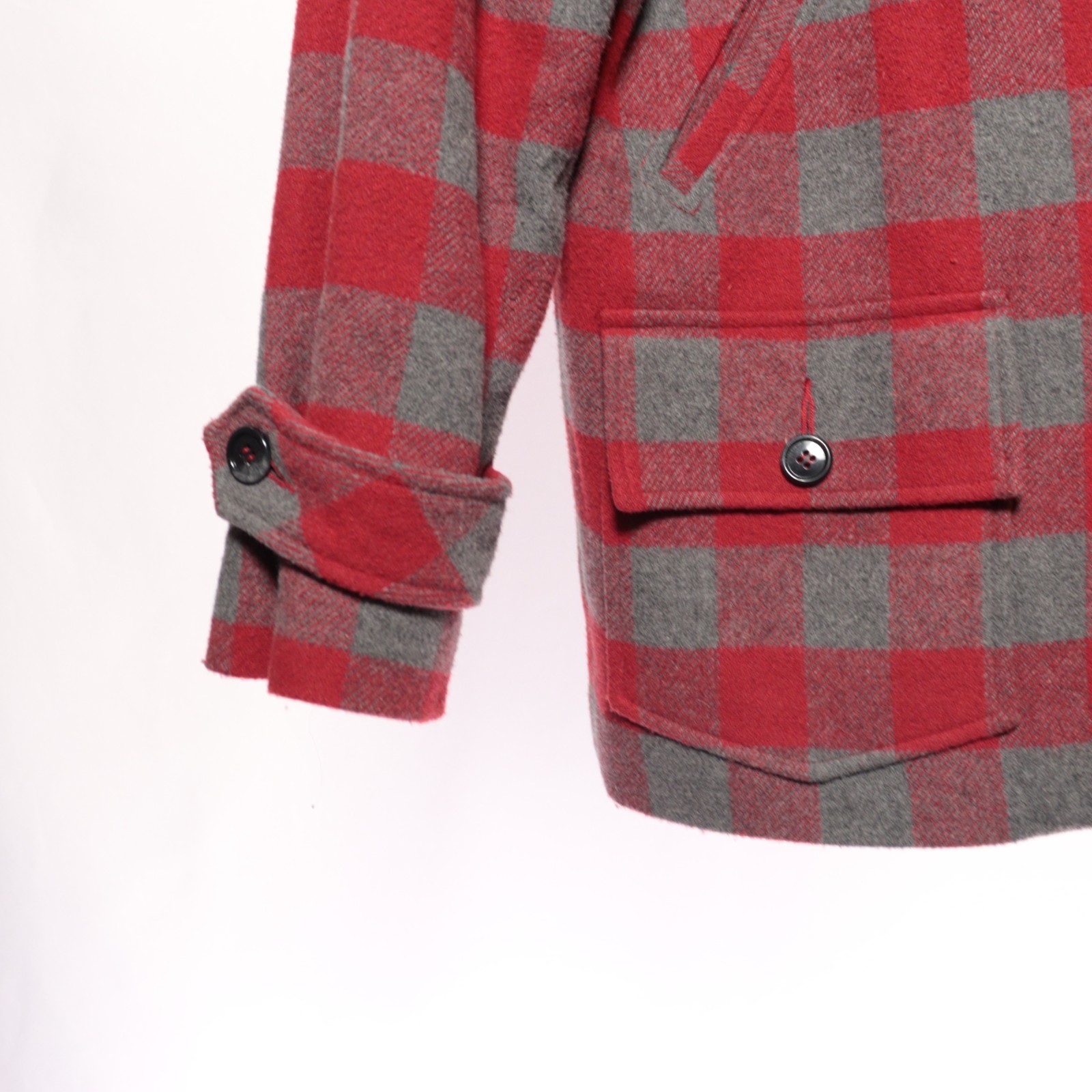 Vtg J Crew Shacket Jacket Car Coat Quilt Lining Red Check Chamois Oversized Sz S