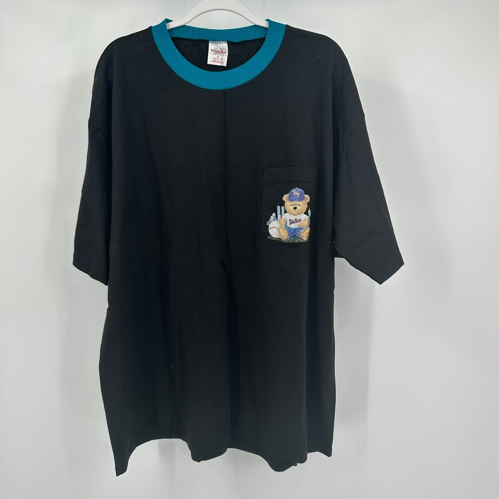 Womens Vintage 90s New York Souvenir Shirt Size 2X Teddy Bear Twin Towers Cotton