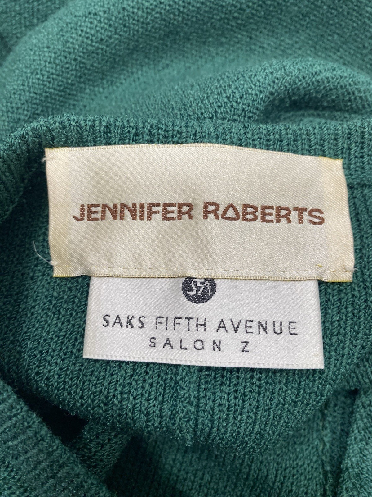 Vintage Dress 16W 2X Green Knit wool rayon JENNIFER ROBERTS SAKS FIFTH AVE 90s