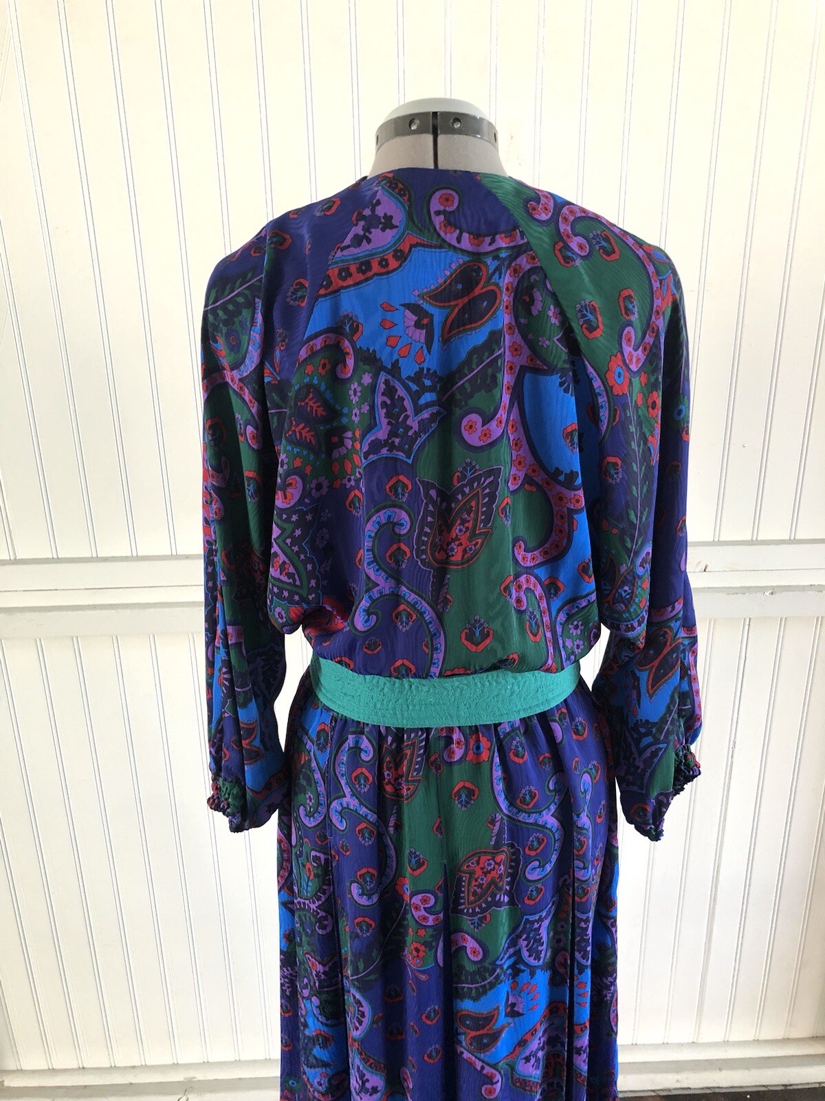 Vintage Georgette 80’s Diane Freis Jewel Toned Floral Paisley Boho Dress