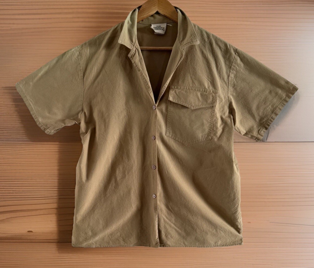 Vintage 1990’s Produce Co. USA All Cotton Brown/Olive Buttoned S/S Shirt, Medium