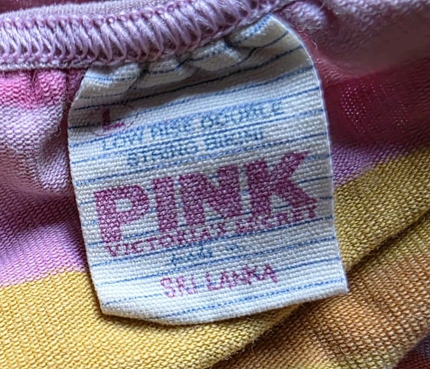 Y2K Victorias Secret PINK Low Rise Stripe Double String Bikini Panty LARGE