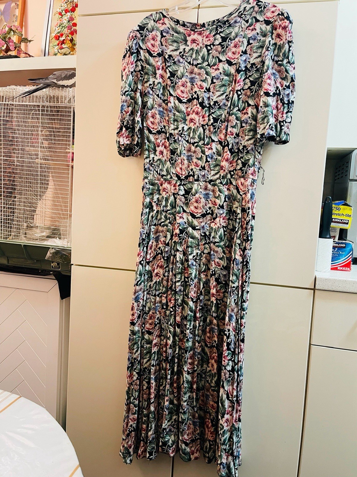 VTG E.D.MICHAELS By Meianie Drucken Cotton Dress Floral Zip Button Sz S/M