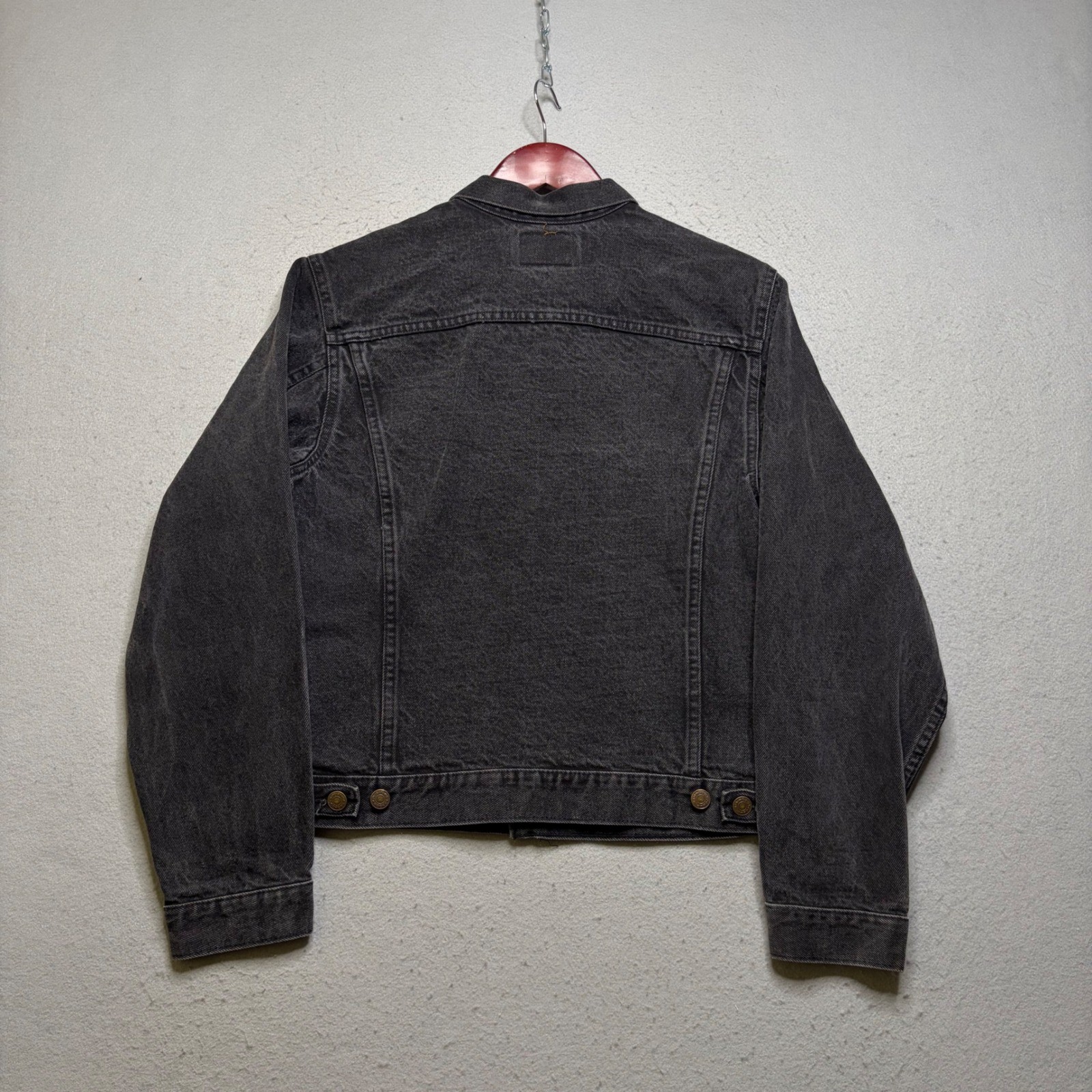 JCPenney Plain Pockets Denim Jacket Womens Small Black Vintage 80s Trucker USA