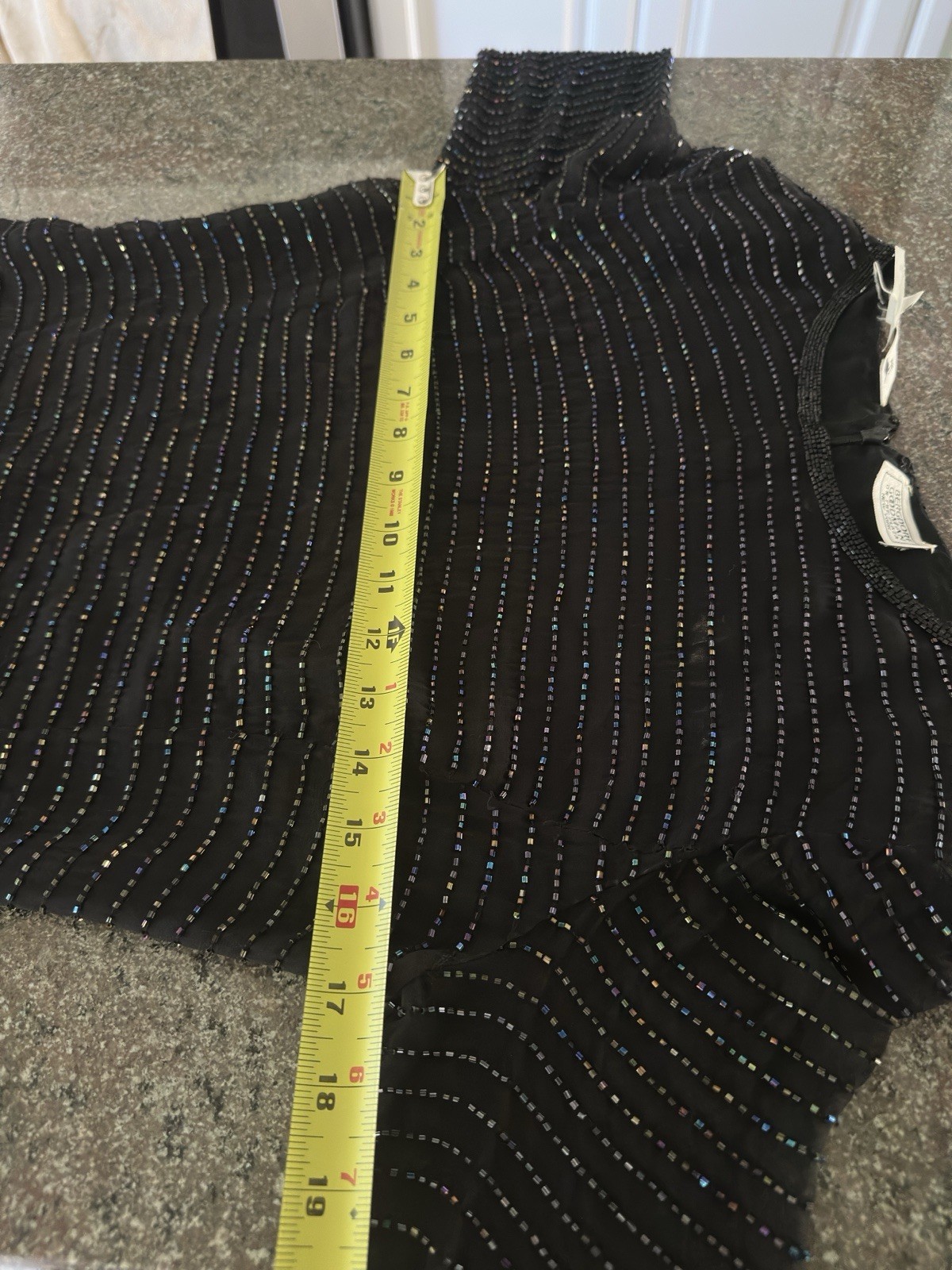 Vintage 80’s Silk Sequin Beaded Party Dress, Sheer, Lining L sleeves byt Bieff