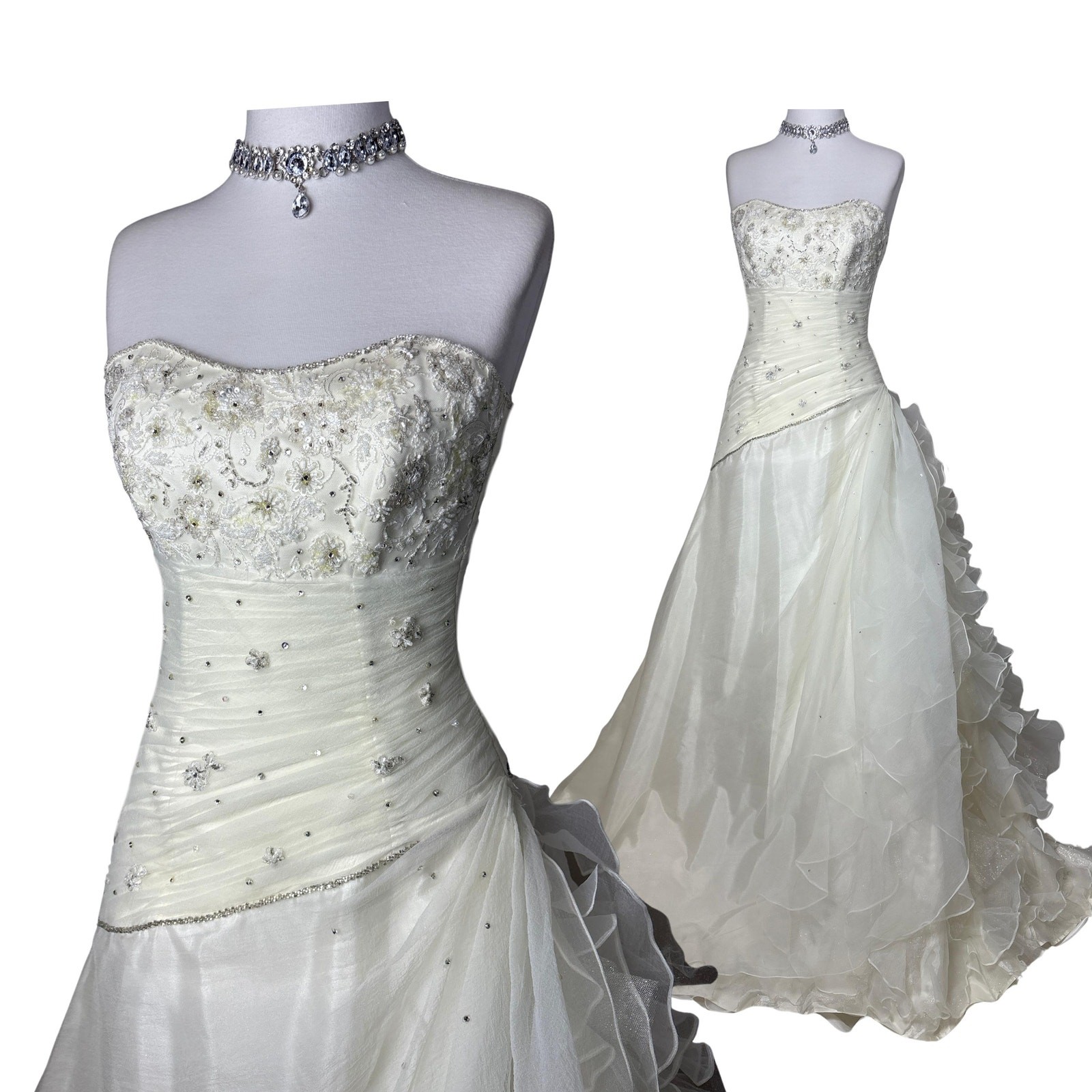 Vintage Ivory Wedding Dress Strapless Bridal Fairycore Princess Wedding Dress