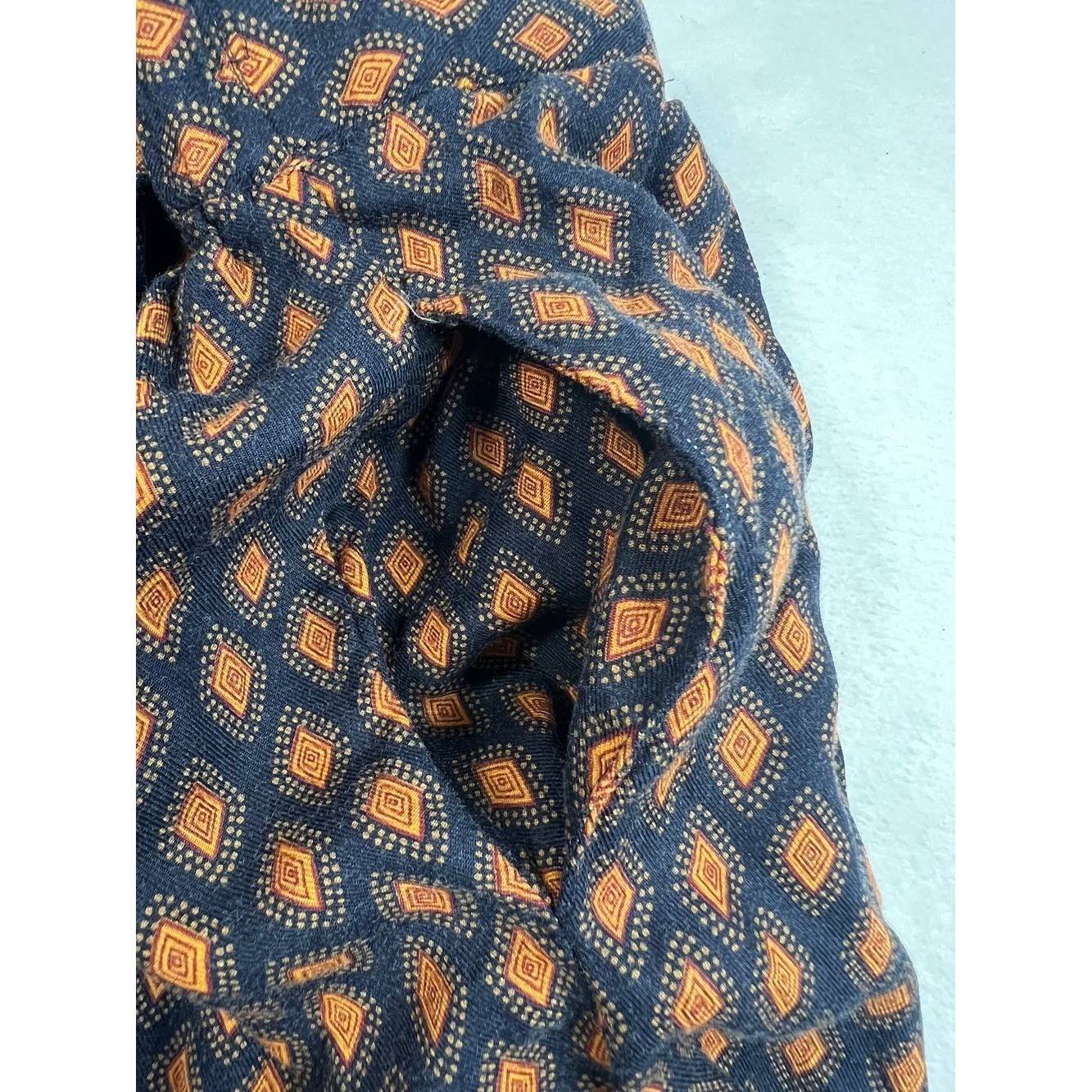 Suburbans Vintage Midi Skirt Womens 14 Navy Orange Diamond Rayon Pockets Boho