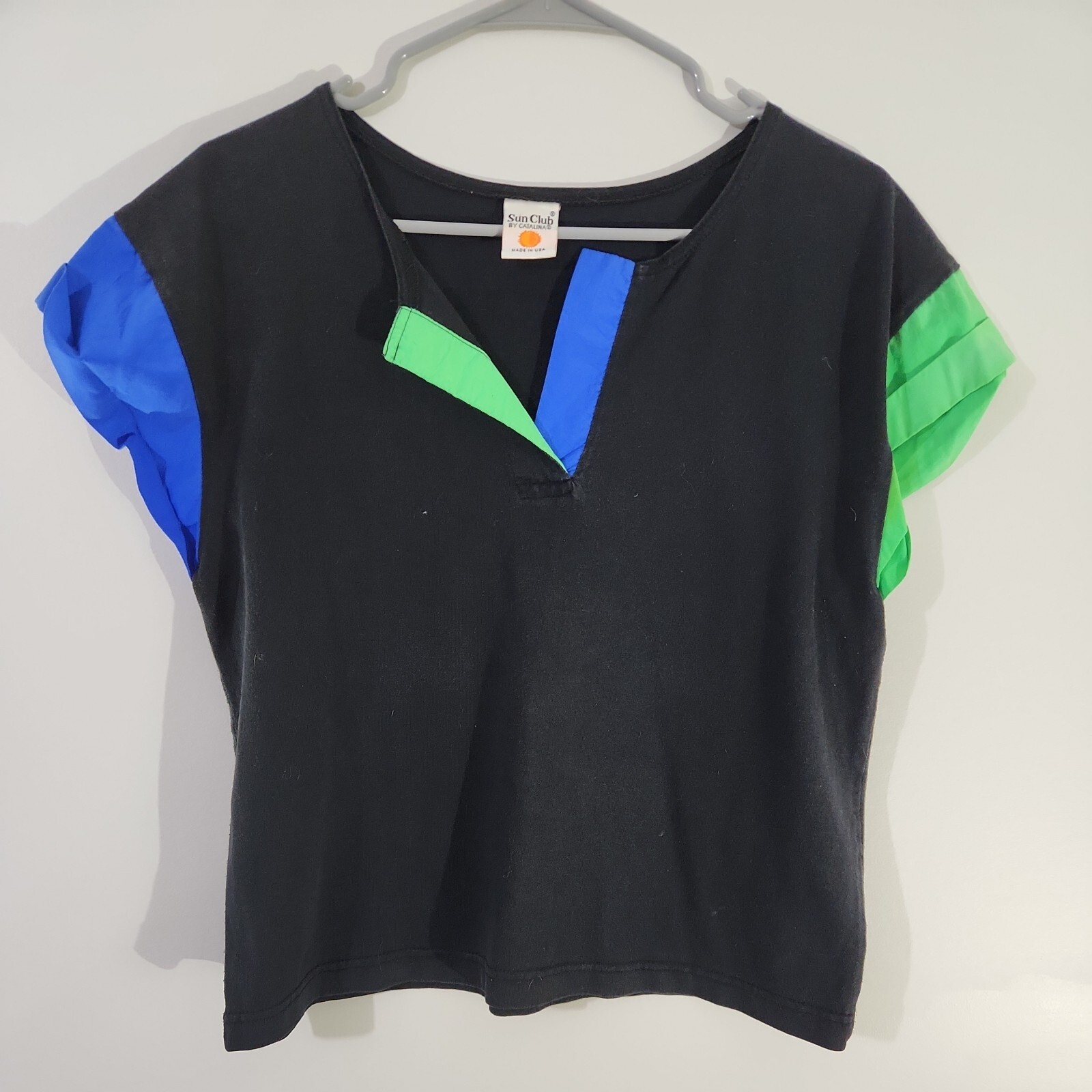 Vintage Sun Club By Catalina Women’s Shirt S Black Neon 90s USA