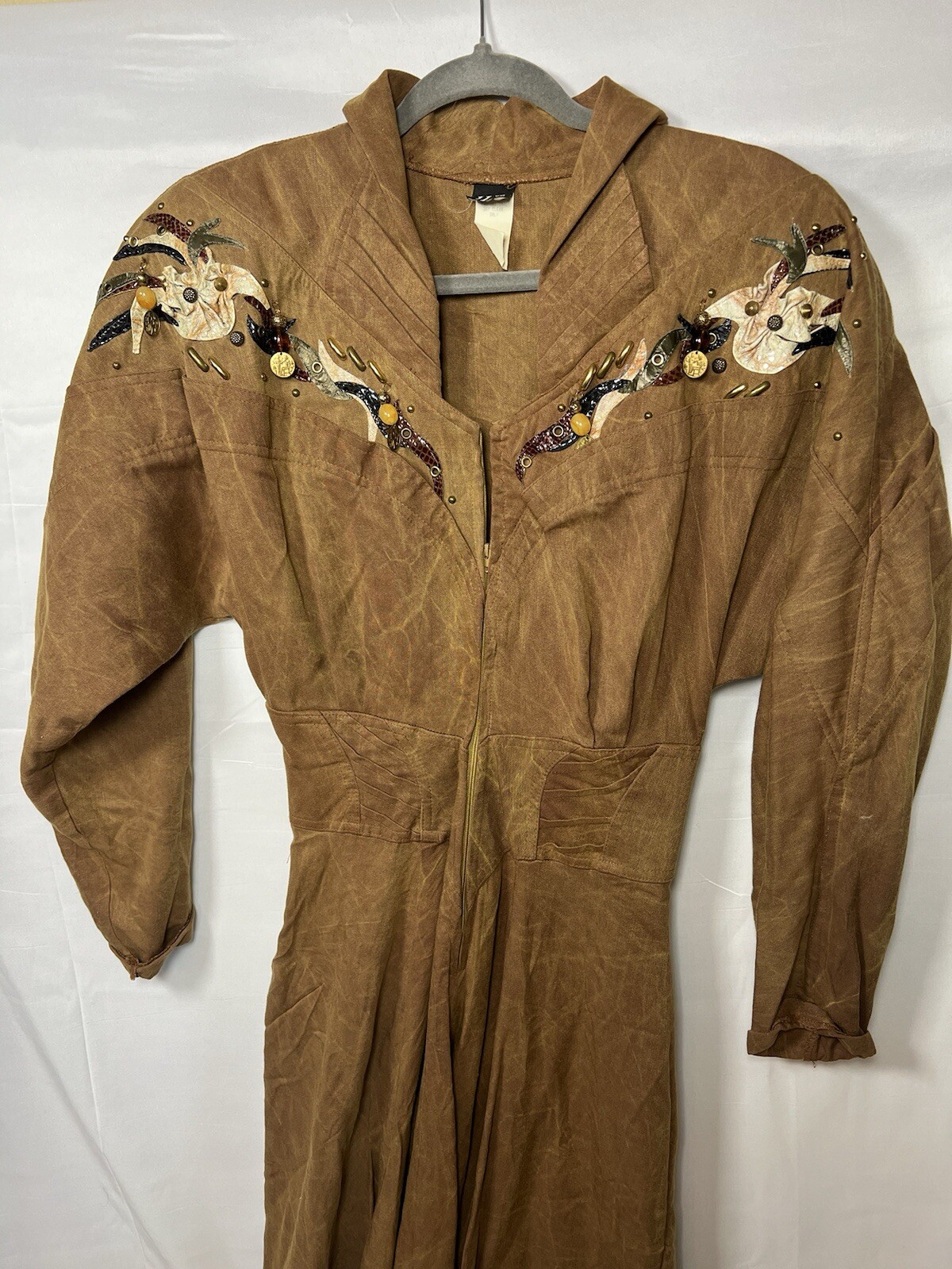 Vintage IIF 1980s Peplum Dress Western Rodeo Cowgirl Size 14 Embellished