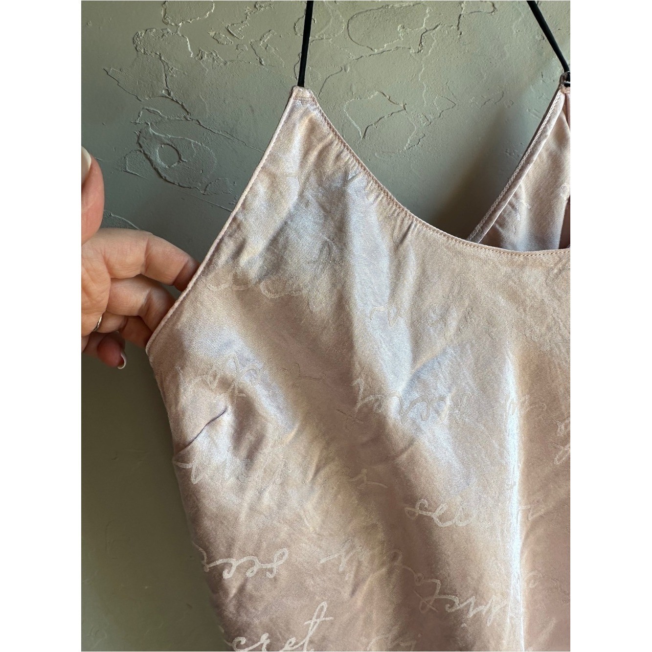 Victoria’s Secret Pink Satin Script Cami Coquette Balletcore Loungewear Tank L