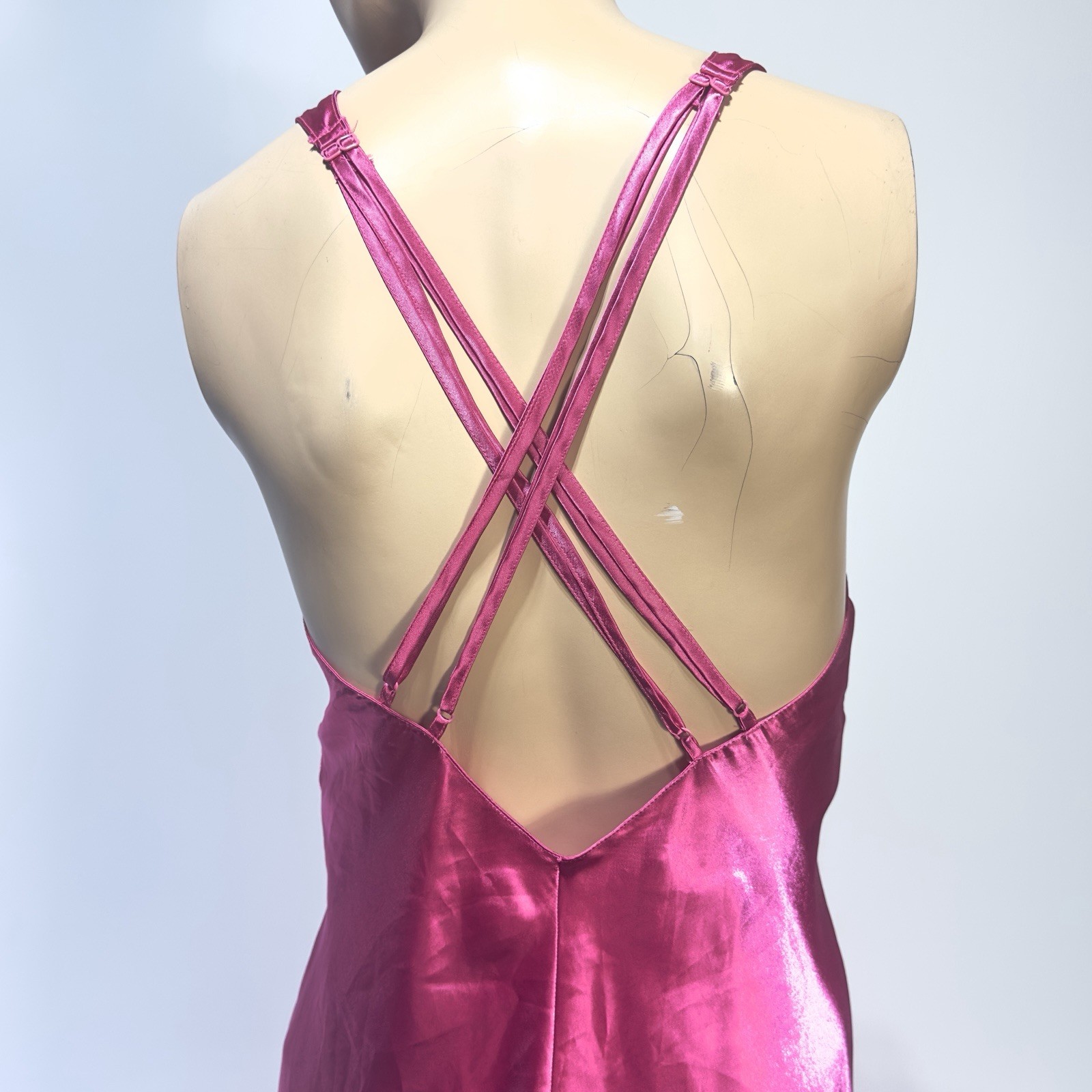 Fredericks of Hollywood Vintage Y2K Pink Satin Maxi Negligee Slip Dress Size M