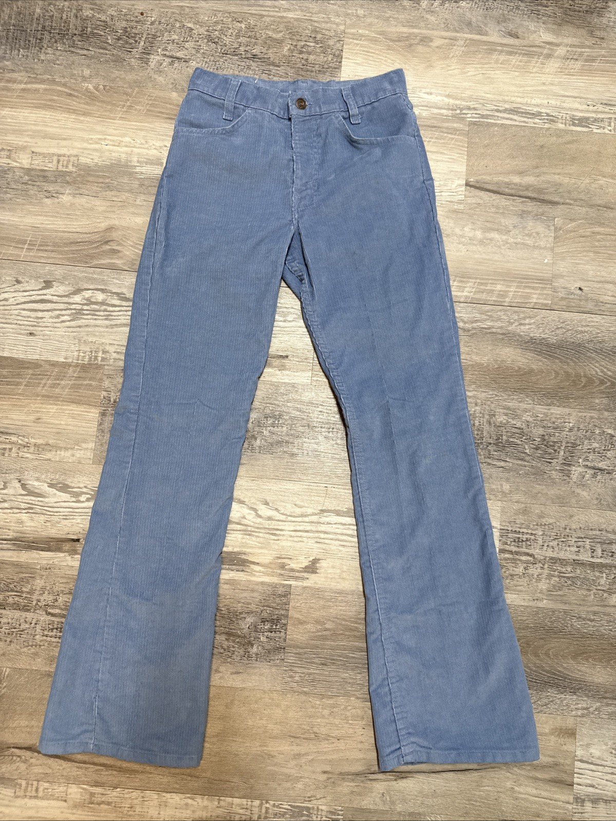 Vtg Women’s Levis Pant 26×29 3/4 Light Blue Corduroy Trouser Flare Leg 70s 80s