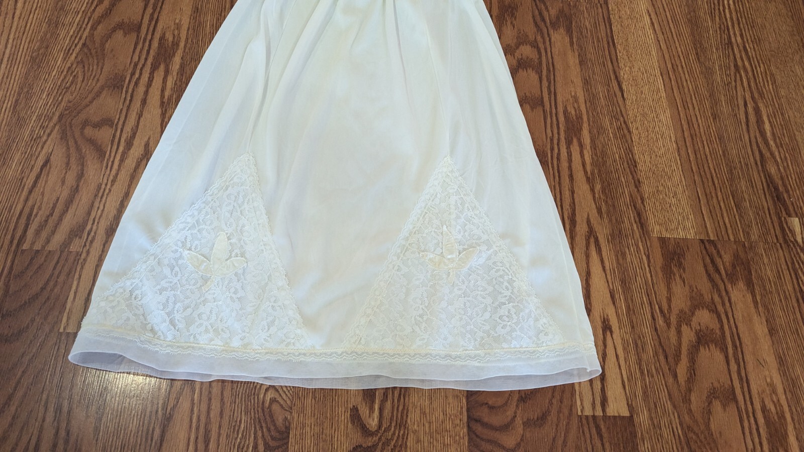 Vintage Movie Star Ivory Half Slip Gorgeous Lace Overlay Border RN 18413 USA XL