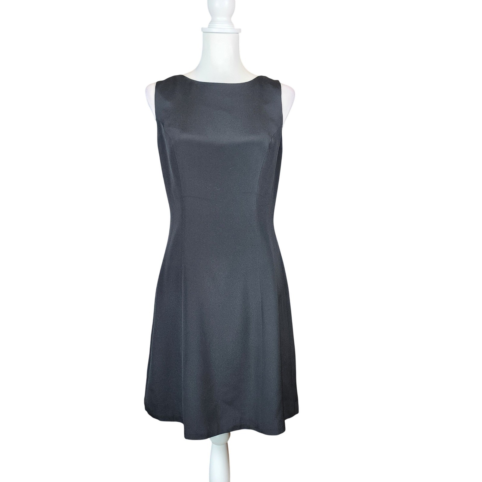 Hugo Buscati Silk Sheath Dress Womens 8 Black Office Career Occasion Vintage 90s
