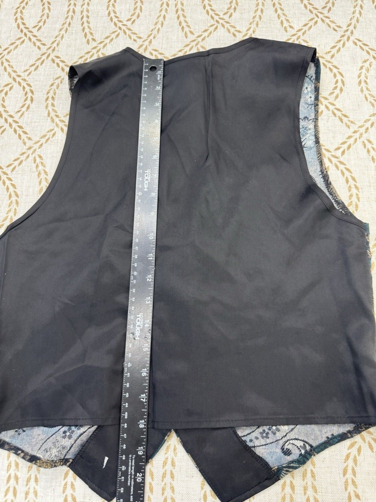 Anxiety Vintage Floral Patch Gold Metal Button Front Vest USA Medium