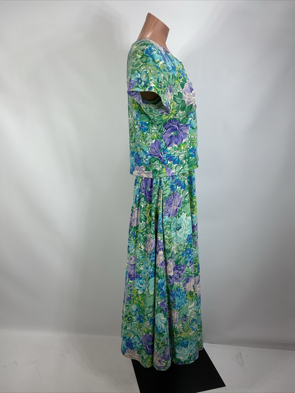 Vintage Expo Dress 80s Floral Sundress Puff Sleeve Cardigan Set Cottagecore Sz 8