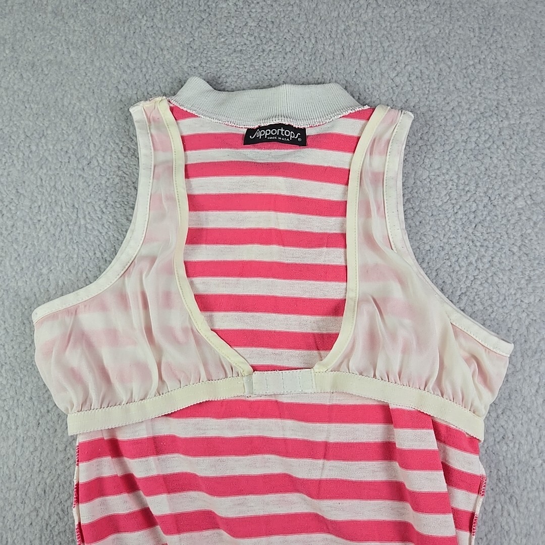Vintage Pink & White Striped Summer Top by Supportops Made in the USA Size Med