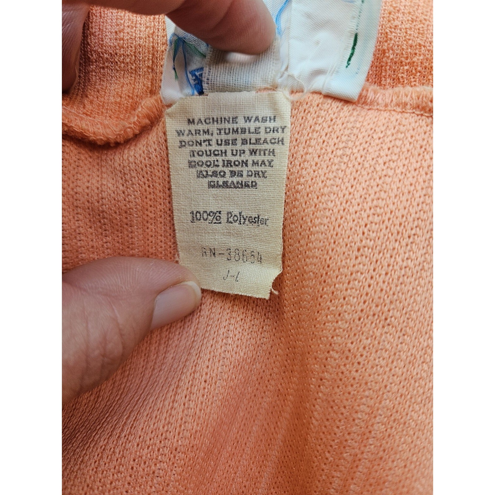 Vintage Fairfield Brookvalley Peach Pink Ribbed Knit Pull On Pants Pintuck 70s