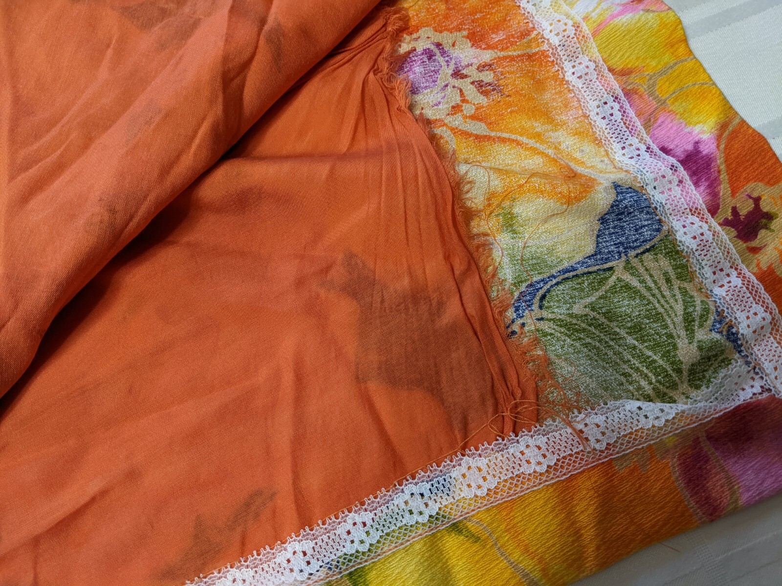 Vtg muumuu Barkcloth Long Dress Tiki Island Casuals Waikiki Hawaii S M Orange