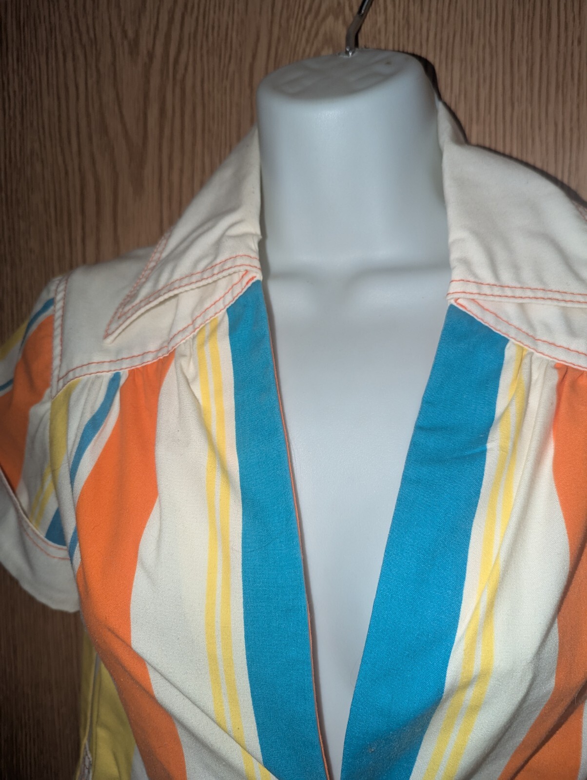 Vintage 70s The Strawberry Plant Dorothy Schoelen Striped Collared Shirt