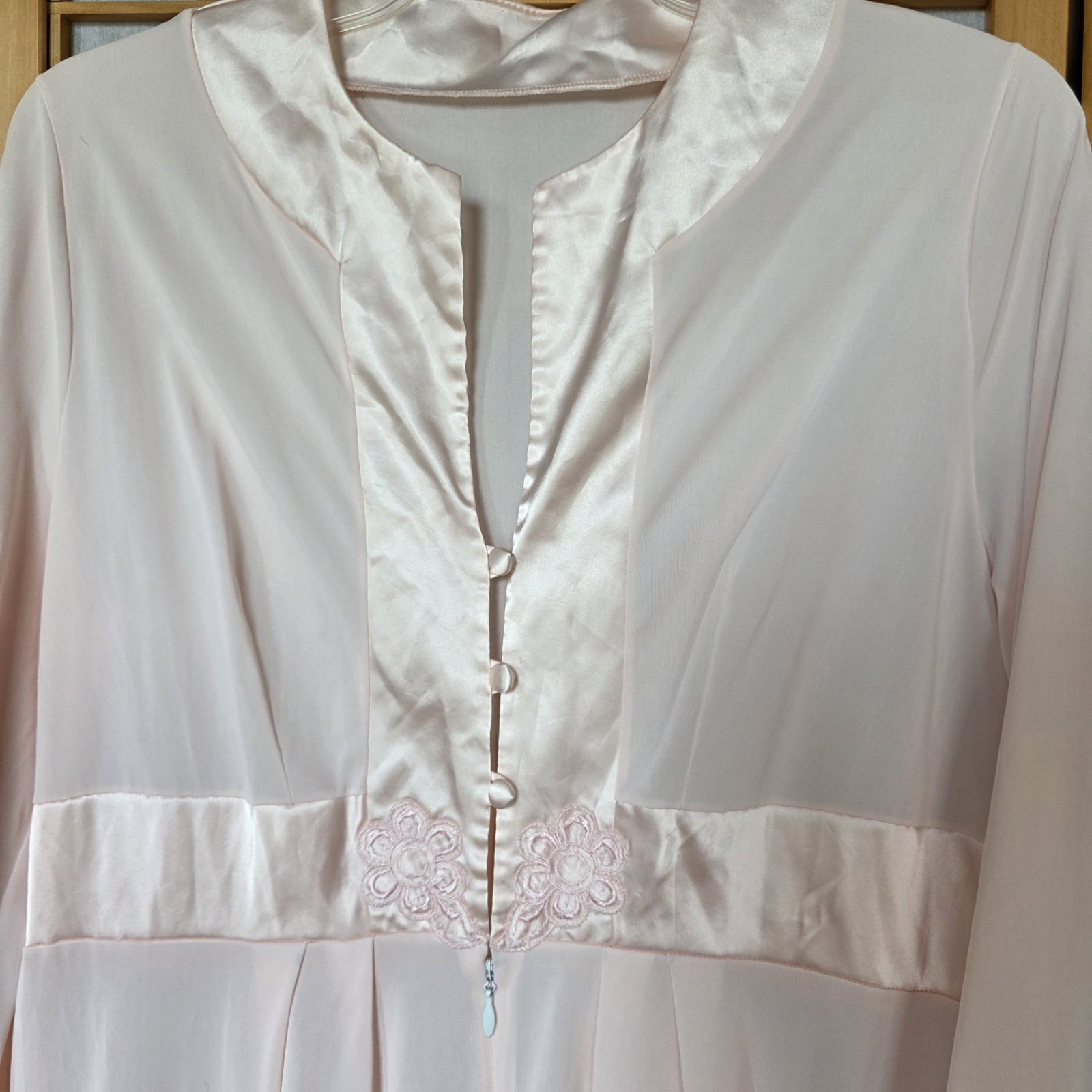 Gossard Artemis Vtg 50-60s Nylon Robe Housecoat Button/Zip Med Pale Pink