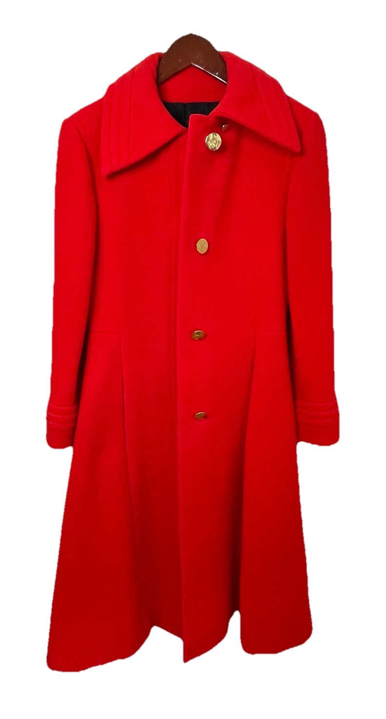 Vtg 60s Pauline Trigere Vermillion Wool Swing Coat RARE Mid Century Mod French