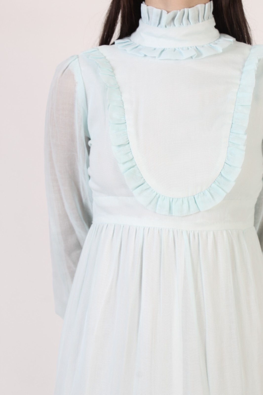 Vtg Tuxedo Ruffle Cottagecore Dress Long Tiered Boho Peasant Prairie Bridal Gown