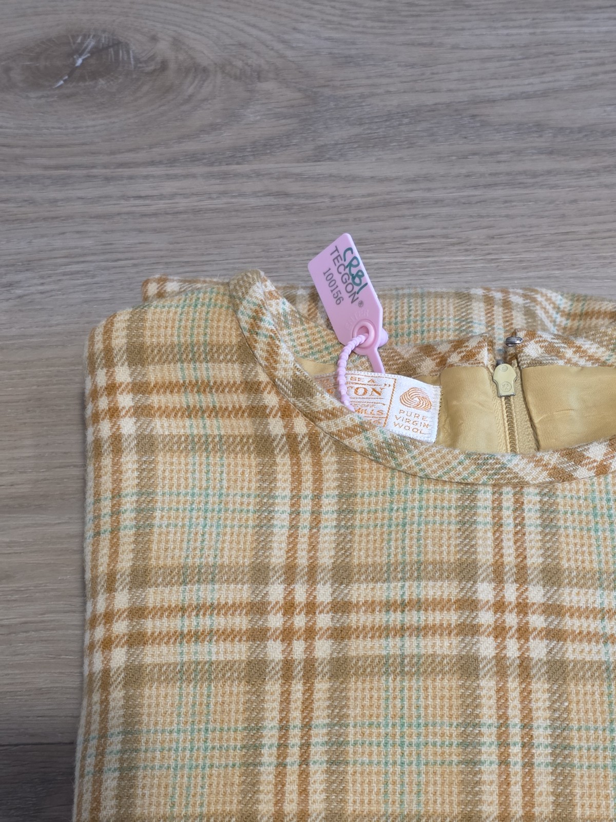 Vintage Pendleton Plaid Yellow Wool Shift Dress Vintage Size 16 Modern Size 8-10