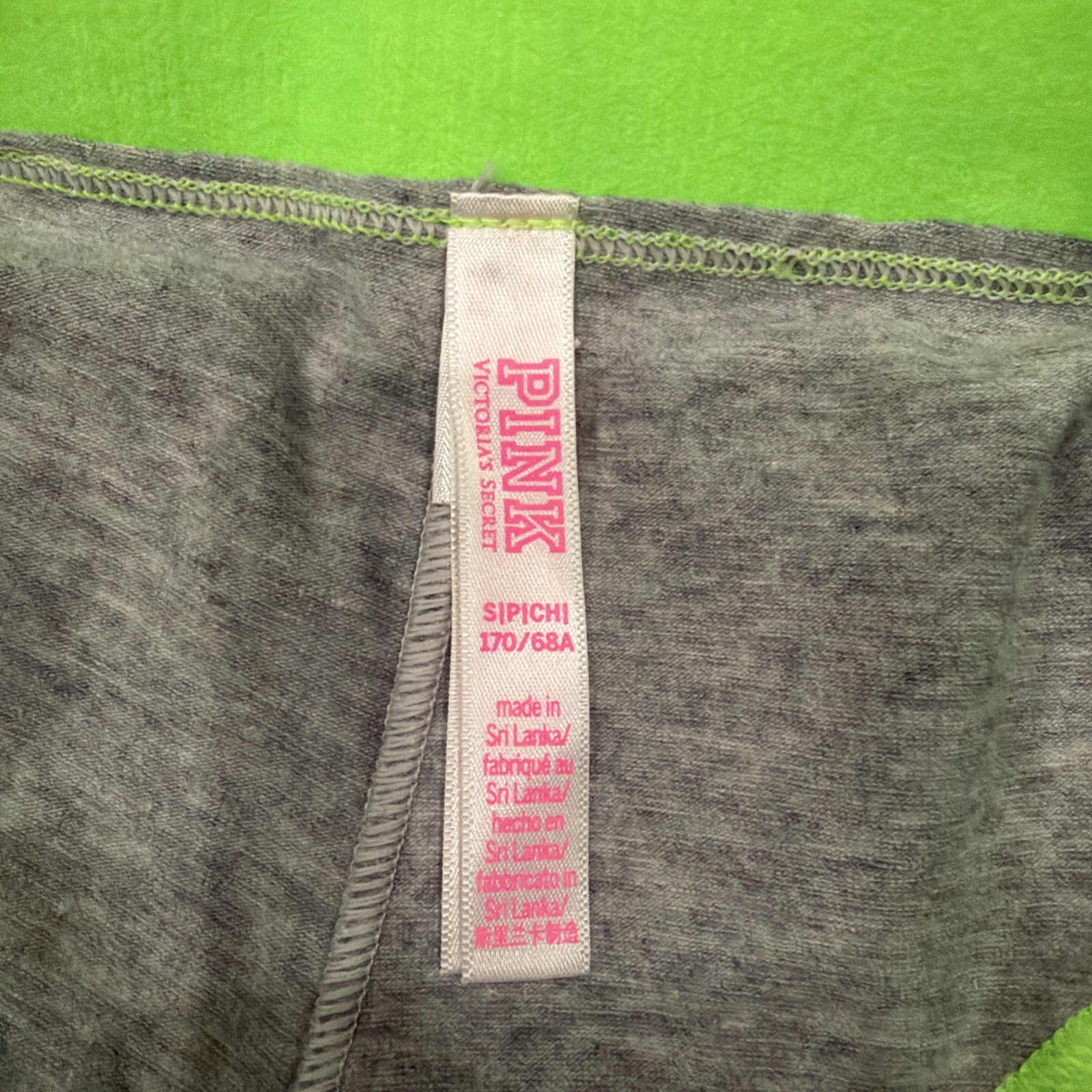 Victoria’s Secret PINK S Cheekster/ Tanga Logo Band Gray/Green