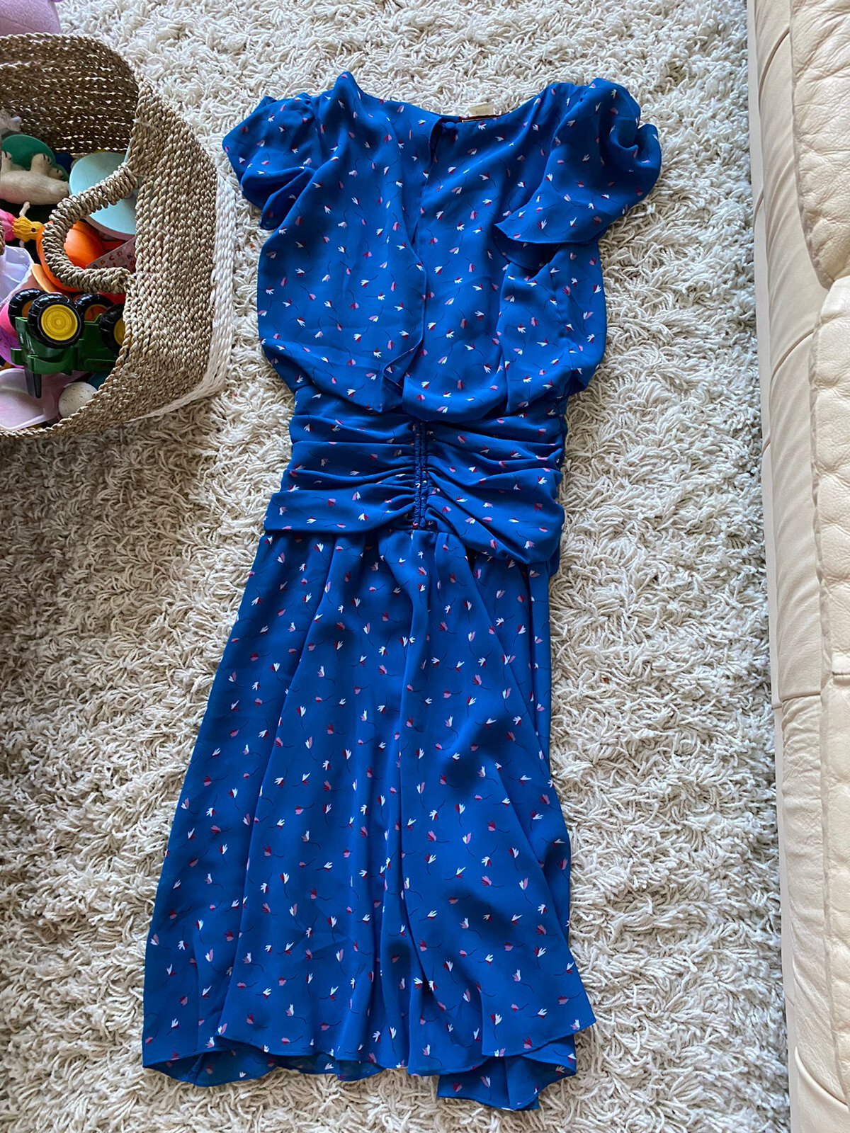 Vintage Dress Floral Blue Swing JT Midi 1990s Size 4