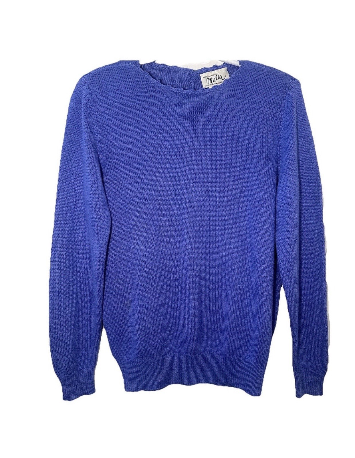 Vintage 1970s-80s Malia 100% Silk Purple Knit Sweater British Hong Kong Large