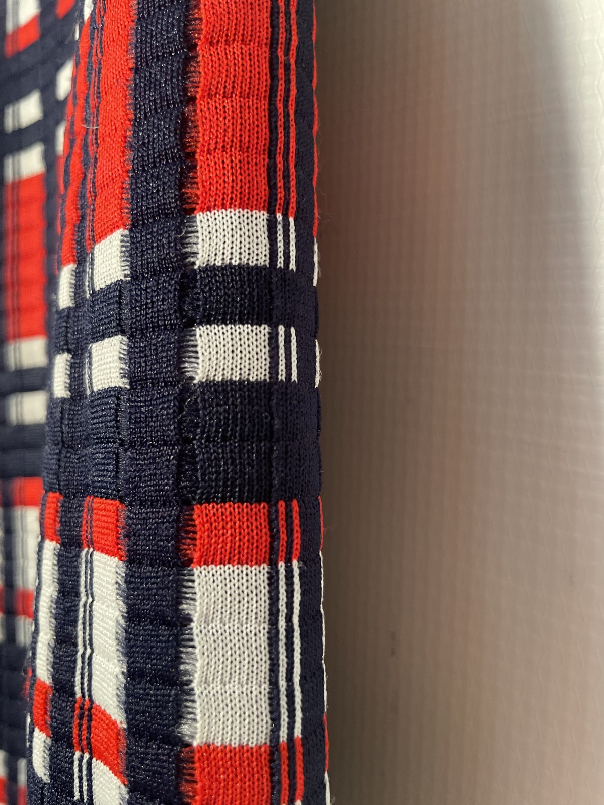 Vintage 1970s Textured Plaid Red White And Blue Flare Leg Pants Size 28×29