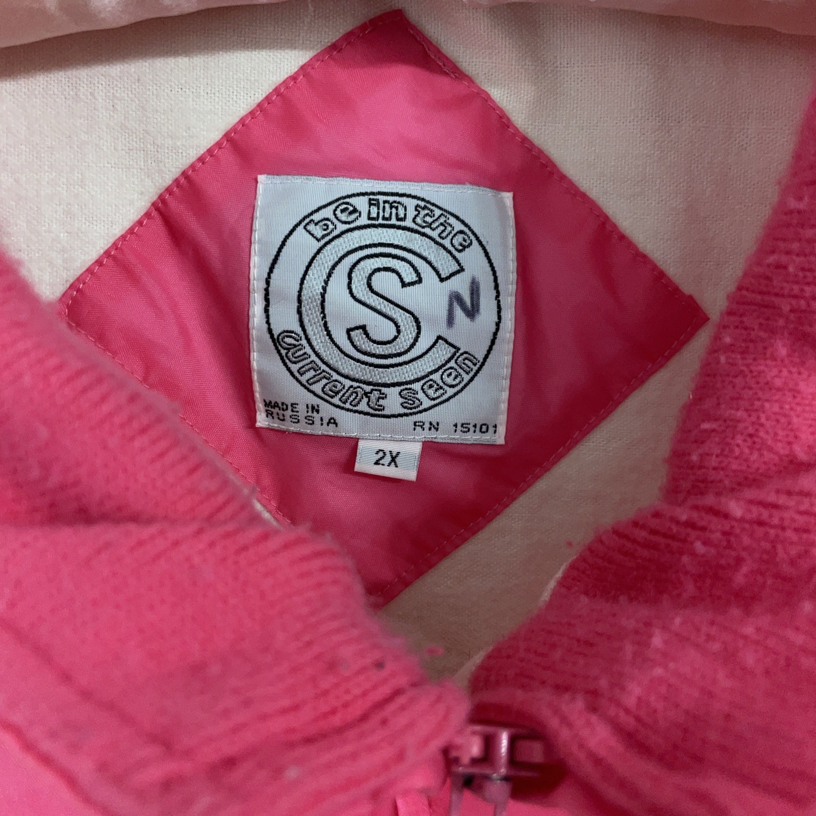 Be In The Current Seen Jacket Fluorescente Pink Women’s 2X Lightweight 80s Zip