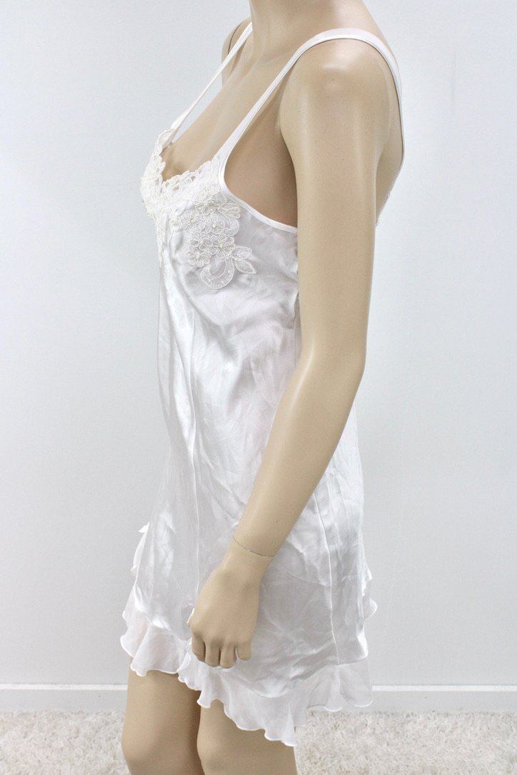 Vtg Linea Donatello Nightie S White Satin Bridal Lace Nightgown Fairy Whimsical